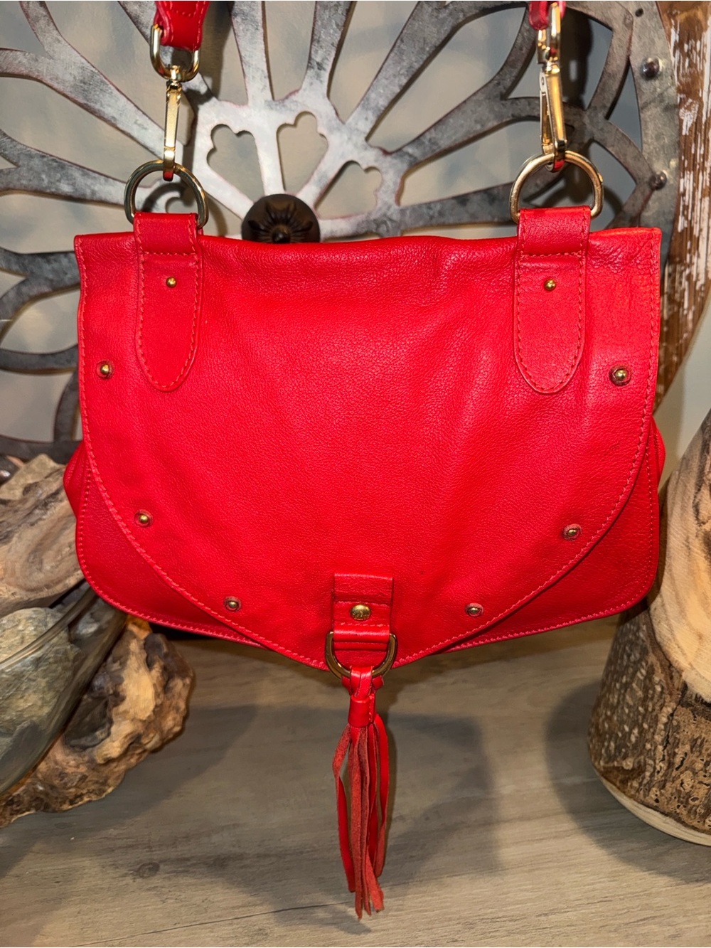 See by Chloé Red Leather Tassel Shoulder Bag